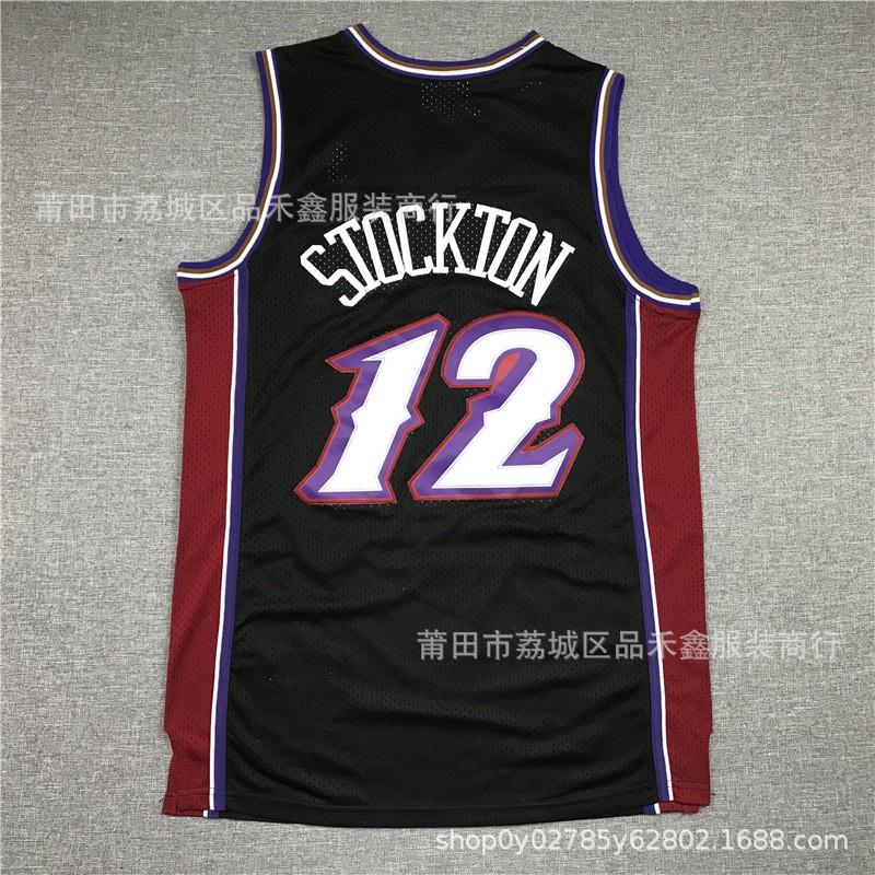 Vintage Utah Jazz Basketball Jersey Stockton 12 Malone 32 Mesh Cotton Breathable Fan Wear Men Women