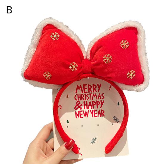 Рождественская повязка на голову с блестящими пайетками, бант для ушей, декор Санта-Клауса, эластичная весенняя противоскользящая повязка, обычная посадка, узкая полоса, реквизит для новогодней вечеринки, аксессуары для волос