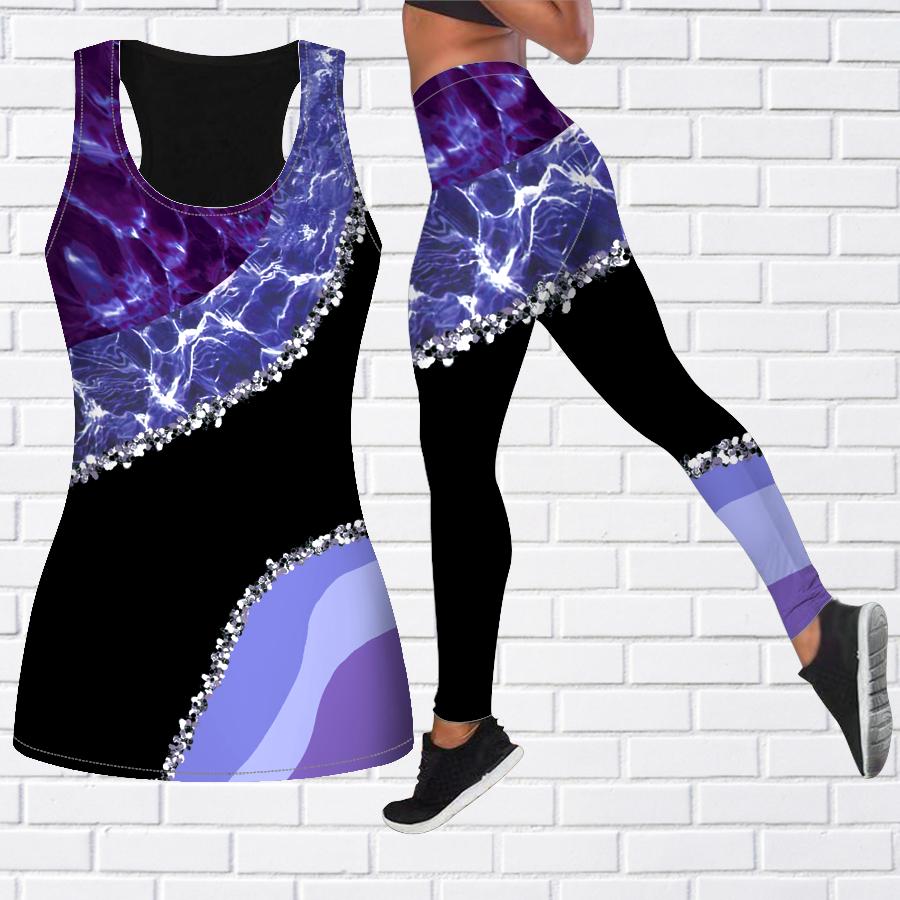 Экипировка для йоги с кристальным дымчатым принтом для женщин, модные леггинсы для тренировок, спортивные повседневные штаны для фитнеса и йоги