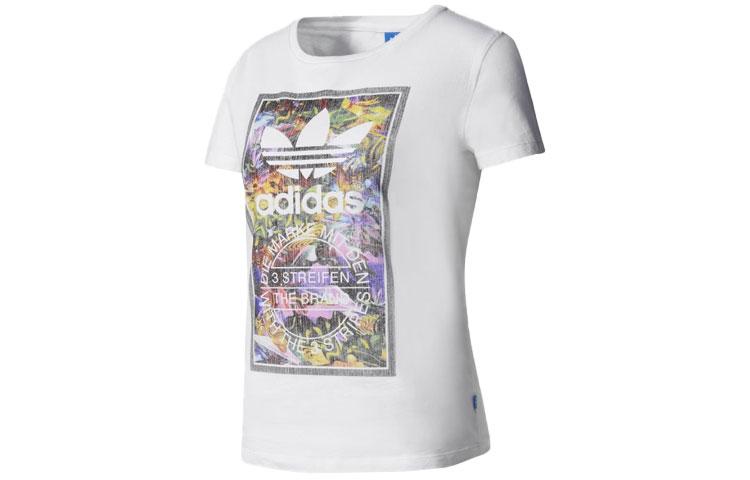 adidas Женская белая футболка Originals с язычком в рукаве BK2314