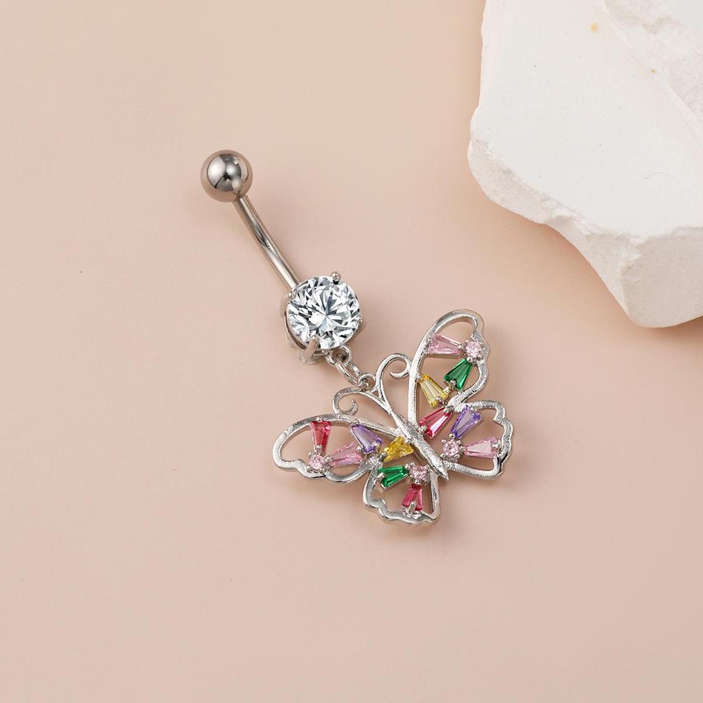 Butterfly Fantasy Zircon Belly Button Ring - Trendy European & American Style