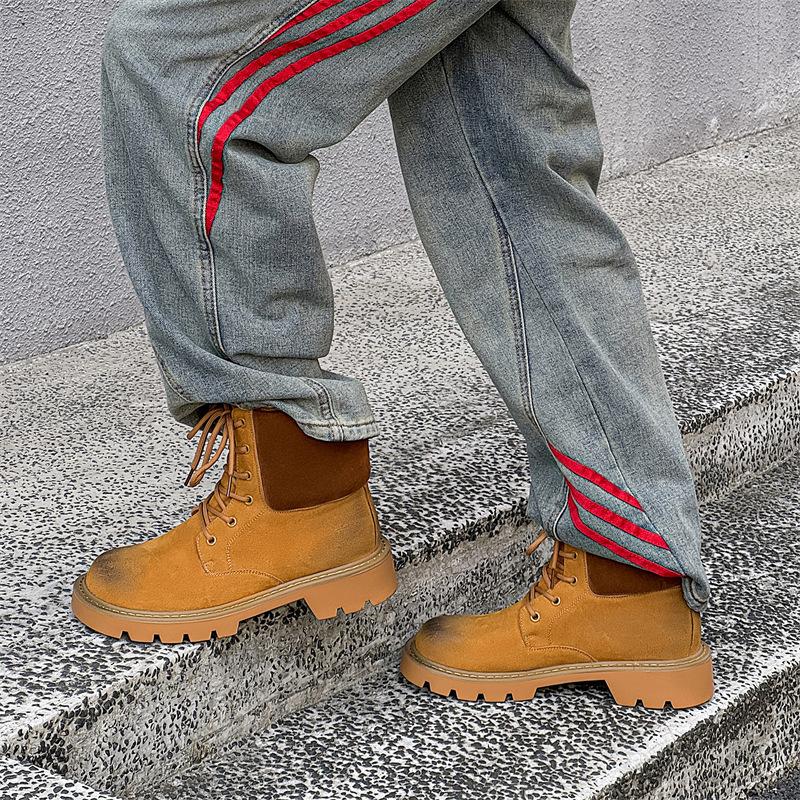 Повседневные ботинки Мартин мужские высокие короткие ботинки уродливые милые большеголовые ретро рабочие ботинки на толстой подошве британские ботинки-ревень 23369-J