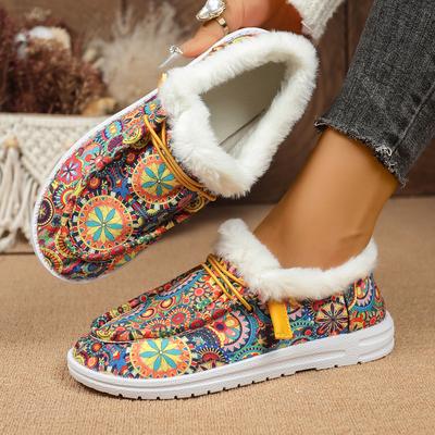 Женские зимние ботинки Утепленные пушистые Удобные ботинки Женские повседневные На шнуровке Теплая обувь Большой размер Утепленные хлопковые ботинки для женщин