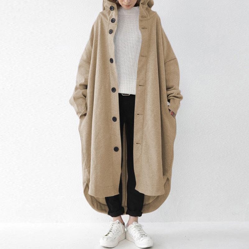 Women's Clothing Windbreaker Coats Coats European and American Coats Women's Hooded Mid-Length Coats
