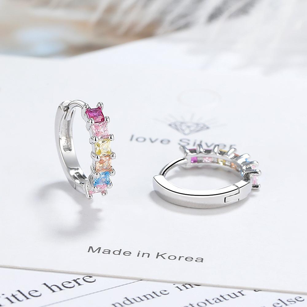 Серьги Trendy Temperament, женские серьги Niche Design High-End с геометрическим узором и радугой из циркония, универсальные серьги
