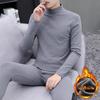 Мужской теплый двухсторонний комплект термобелья из немецкого бархата с полувысоким воротом и флисовой подкладкой для осени/зимы