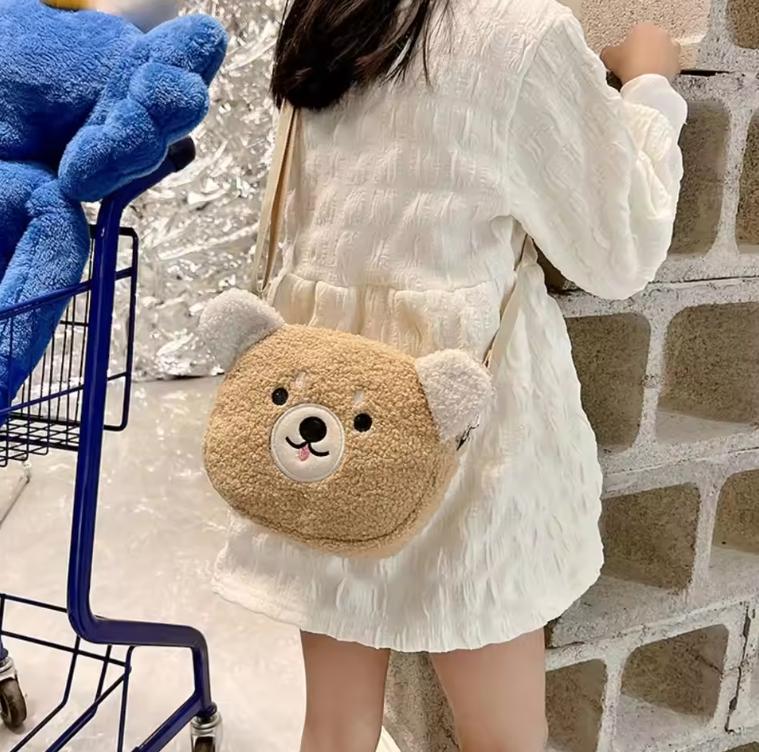 Japanese Style Kawaii Bag Women Cartoon Cat/Dog/Sheep Plush Shoulder Bag Crossbody Bag Small Phone Purse Bolsa Feminina