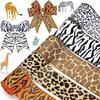 5 рулонов лент с проволочным краем с изображением животных джунглей, 2,5 дюйма, украшения для вечеринки, лента из мешковины с сафари-животными для рукоделия, с принтом леопарда, зебры, гепарда, листьев