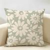 Nordic Abstract Green Geometric Flowers Cushion Cover Natural Linen Organic Fabric Printing Breathable Perfect For Home Decor