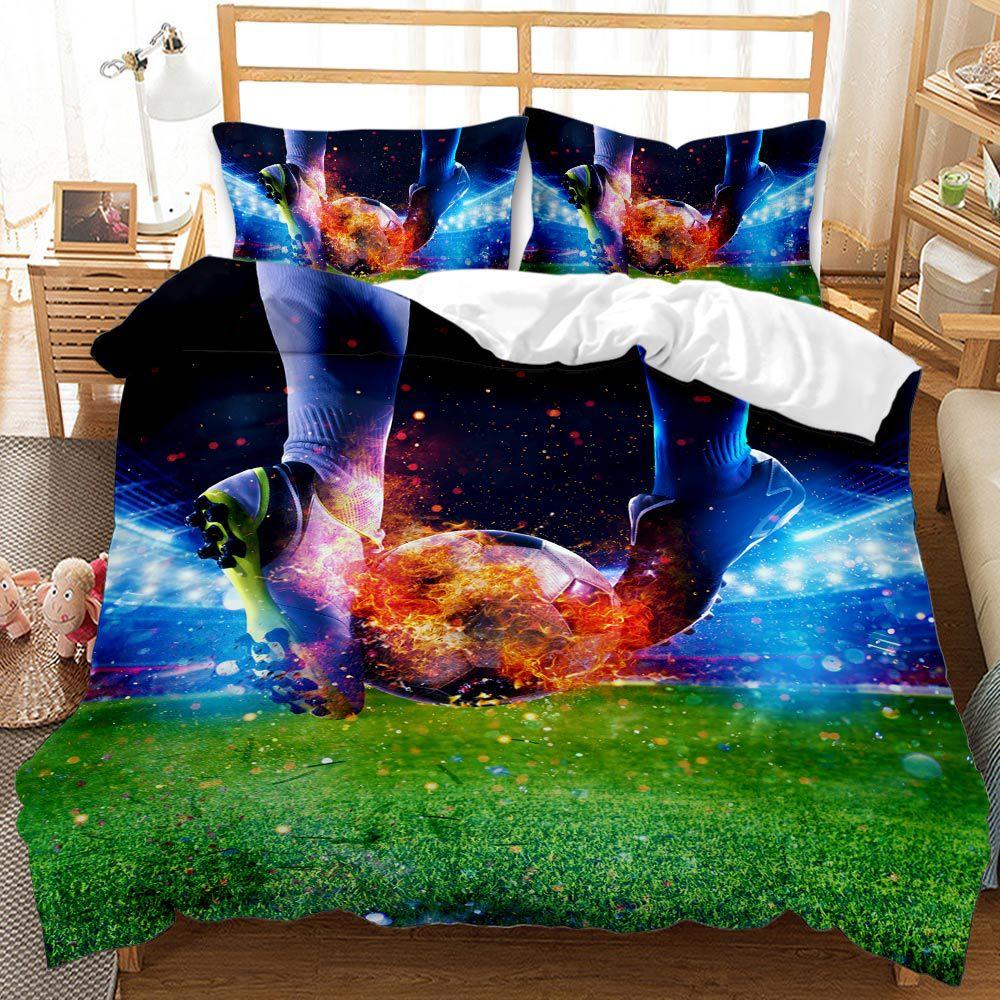 Sports Football Digital Printing eBay Quilt Set Three-piece Bedding