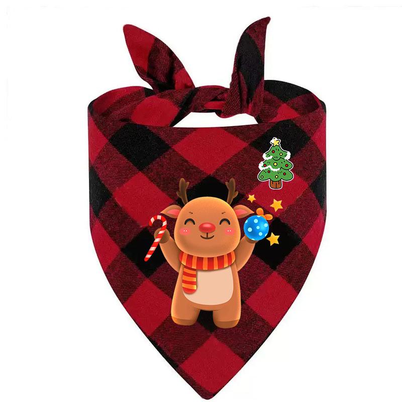 Персонализируемый клетчатый рождественский шарф для домашних животных - персонализированный треугольный нагрудник для собак и кошек