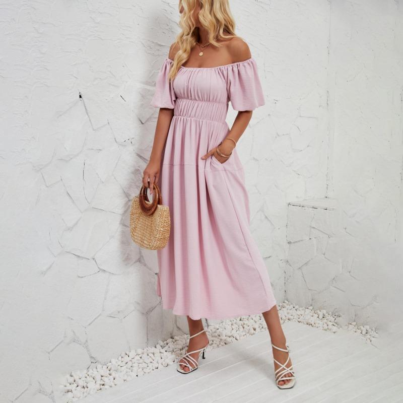 Летнее женское модное однотонное плиссированное платье без бретелек длиной до щиколотки с v-образным вырезом