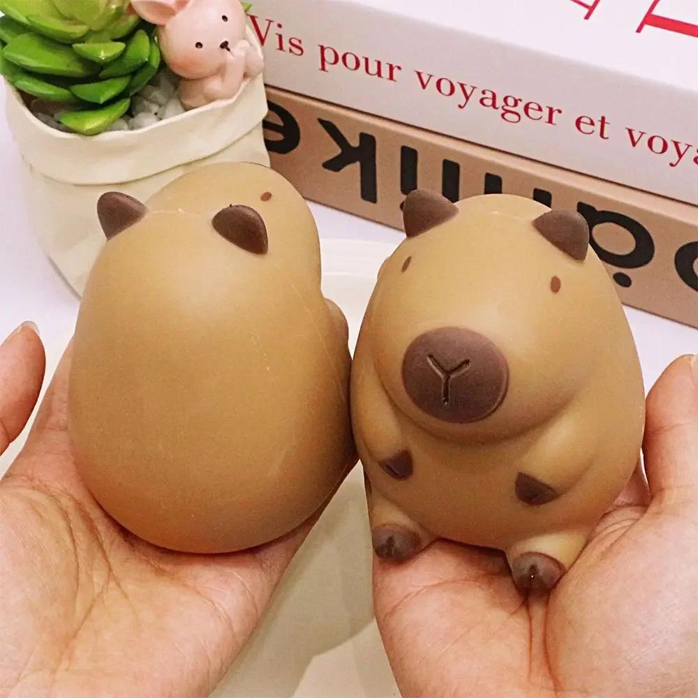 Капибара Медленно Возвращающаяся Игрушка-Сжималка Каваи Коричневая Игрушка-Сжималка Мультяшная Капибара Игрушки для Снятия Стресса и Декомпрессии для Детей Лучший Подарок