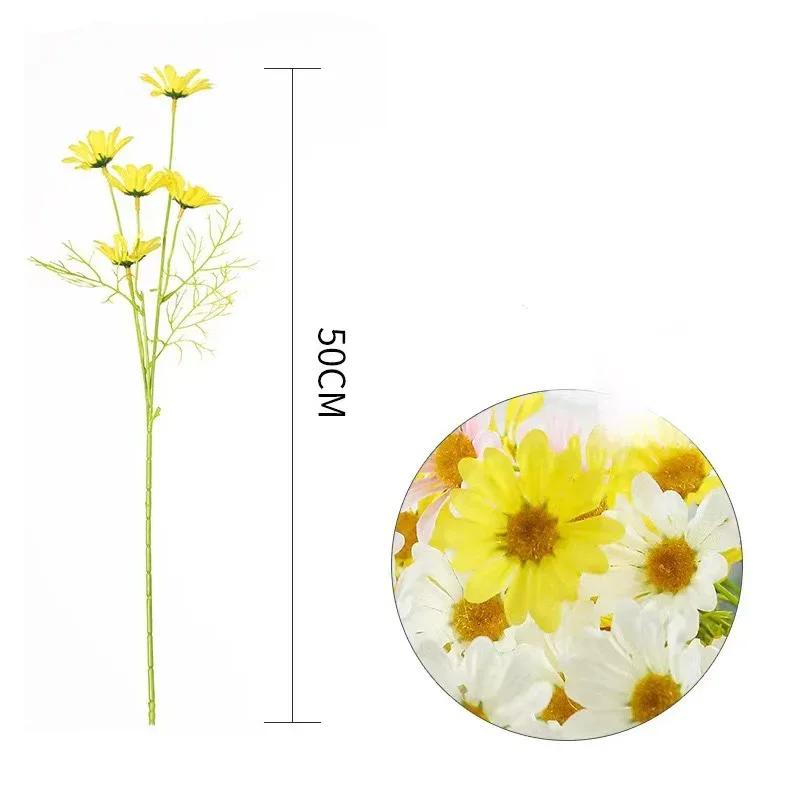 10 шт. Желтые ромашки Искусственные цветы Длинная ветка Букет Семейная вечеринка Свадебное украшение Сделай сам Свадебный шелк Искусственный цветок