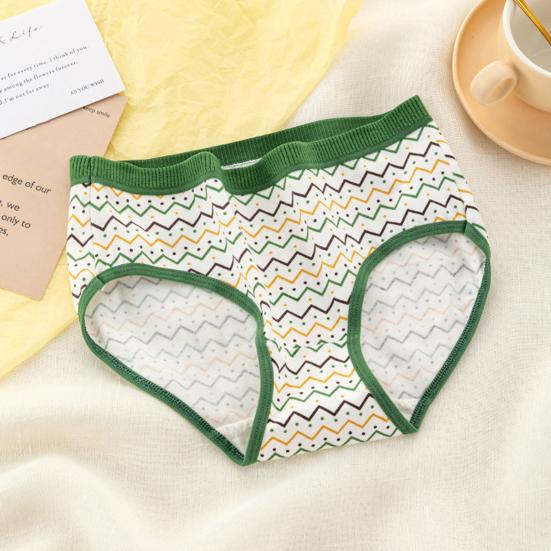 Japanese Style Teenage Girls Panties Cute Bear Pattern Green Cotton Crotch Briefs Mid-rise Cartoon Student Underpants