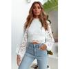 Sexy Long Sleeve Lace Blouse Women Tops Casual White Crochet Hollow Out Cropped Womens Shirt Turtleneck Female Blusas 16296