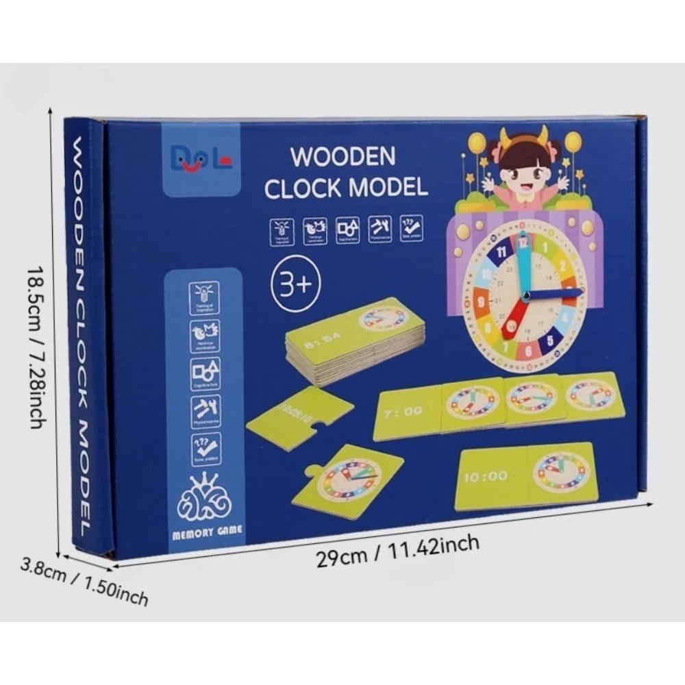 Wooden Clock Model Teaching Aid Learning Clocks with Cards Kindergartner Toy for Game Interaction Time Cogn