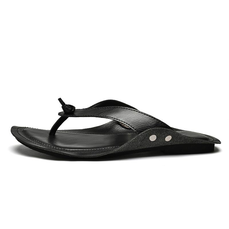 Новые мужские пляжные сандалии с мягкой подошвой, модные брендовые мужские повседневные шлепанцы, простые кожаные мужские тапочки, классические мужские полуботинки для лета
