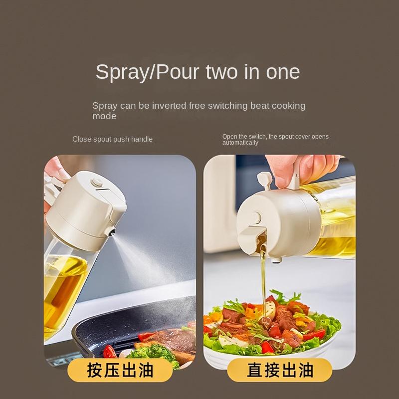 2 In 1 Spray for Olive Oil Spray Sprayer Dispenser Bottle Comfortable Handle Design for Barbecue Air Frying Pan Oven Camping