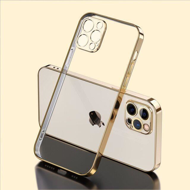 Coque - Choc-Résistible - pour iPhone 13 - Souple - Transparent - Cadre Doré