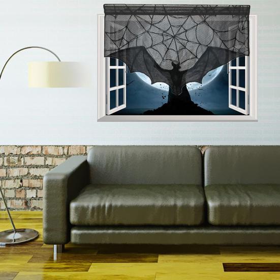 Хэллоуин занавес летучая мышь паутина декор черное кружево дом с привидениями вечеринка на Хэллоуин