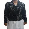 Women's BLACK Suede Leather Jacket,Silver Studded Fashion,Leather Jacket,BIKER Style Suede Jacket,For Girls,Party Wear Jacket,Special Gift For Her