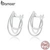 Bamoer 925 Sterling Silver Intertwined Lines French Hoop Earrings for Women Wedding Minimalist Simple Jewelry