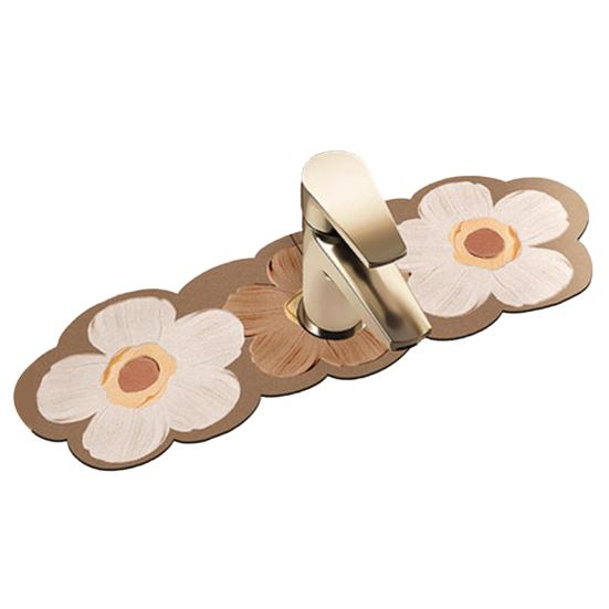 Коврик для смесителя для раковины, нескользящий снизу, хороший дренаж, прочный, с цветочным узором, ловушка для брызг, кухонные аксессуары