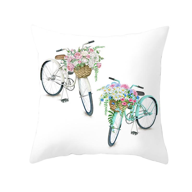 Flower and Grass Bicycle Pillow Cover for Home Ins Nordic Pillow Photo Small Fresh Cushion