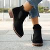 2024 Winter New High-quality Women's Shoes Fashionable Round Toe Solid Color Square Heel Suede Buckle Women's Short Boots