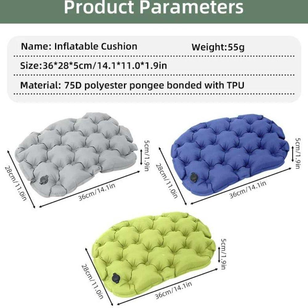 Foldable Inflatable Seat Cushion Waterproof Camping Chair Pad Travel Chair Cushion Camping