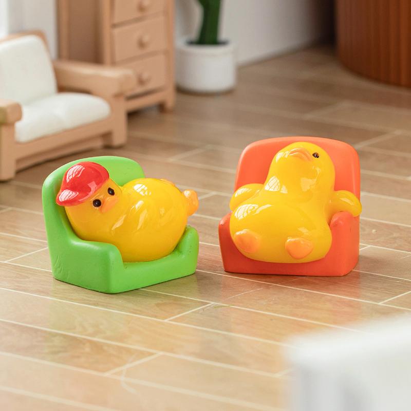 Мультяшная новинка, фигурка утки, милая статуэтка утки, кавайное мини-украшение в виде животного, креативное украшение для дома своими руками, аксессуары, подарки