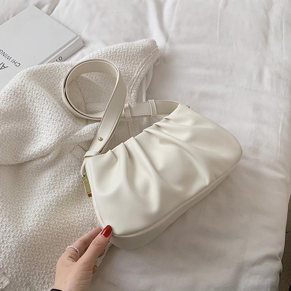 Женская модная сумка через плечо из искусственной кожи, сумка через плечо, плиссированная сумка (белый)