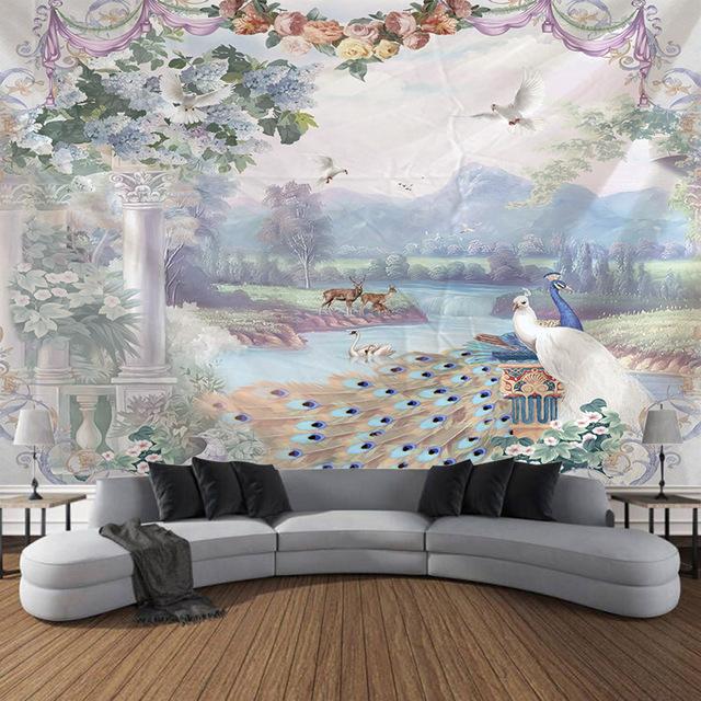 Ретро Пейзаж Картина Маслом Гобелен Настенный Фэнтези Домашнее Художественное Украшение Фэнтези Kawaii Фон Для Комнаты Тканевое Одеяло