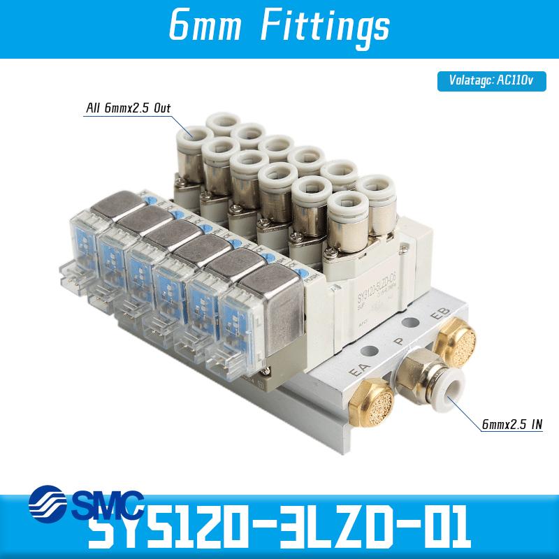 SMC SY5120 SY5120-4LZD-01 SY5120-5LZD-01 SY5120-6LZD-01 Многопозиционный комбинированный коллектор Пневматическое управление соленоидными клапанами