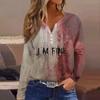 Женская футболка I'm Fine Bloody Shirt с принтом и пуговицами, с коротким рукавом, на каждый день, на выходные, модный базовый топ с v-образным вырезом, обычный топ