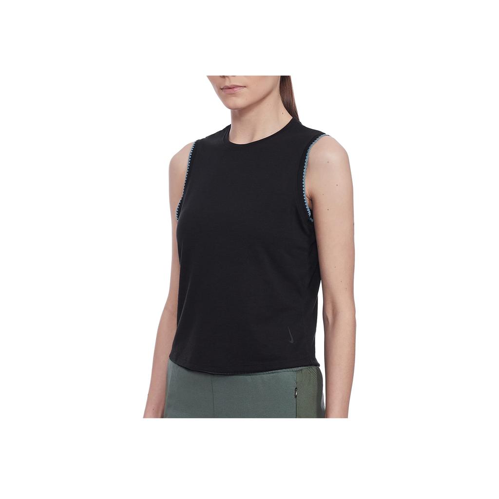 Nike Yoga Crochet-Edge Sleeveless Sports Tank Top Women Tops Black DA1047-010