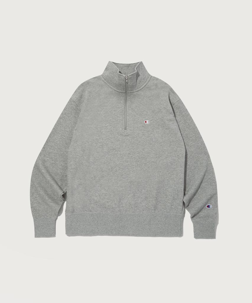 Champion Свитшот с полумолнией и логотипом C из французского терри Обычный серый