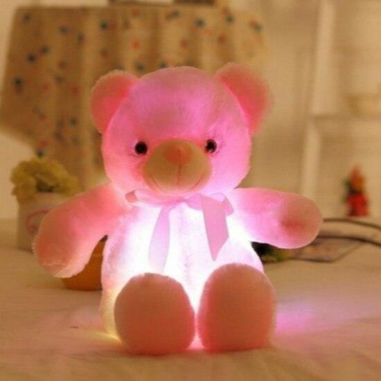 30/50cm Creative Light Up LED Teddy Bear Stuffed Animals Plush Toy Colorful Glowing Teddy Bear Christmas Gift for Kids Pillow Toy