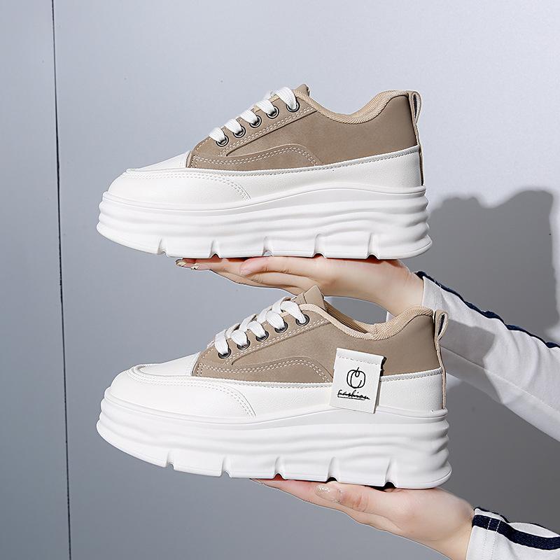 2025 весна маленькие белые туфли новая корейская версия ins женские студенческие туфли для увеличения роста на платформе спортивные туфли для доски повседневная обувь женская CY706