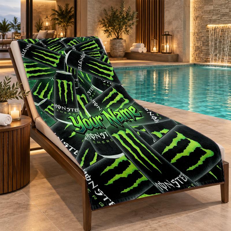 Custom Name Monster Energy Beach Towel Personalized Text Soft Towel Swimming Travel Bath Gift