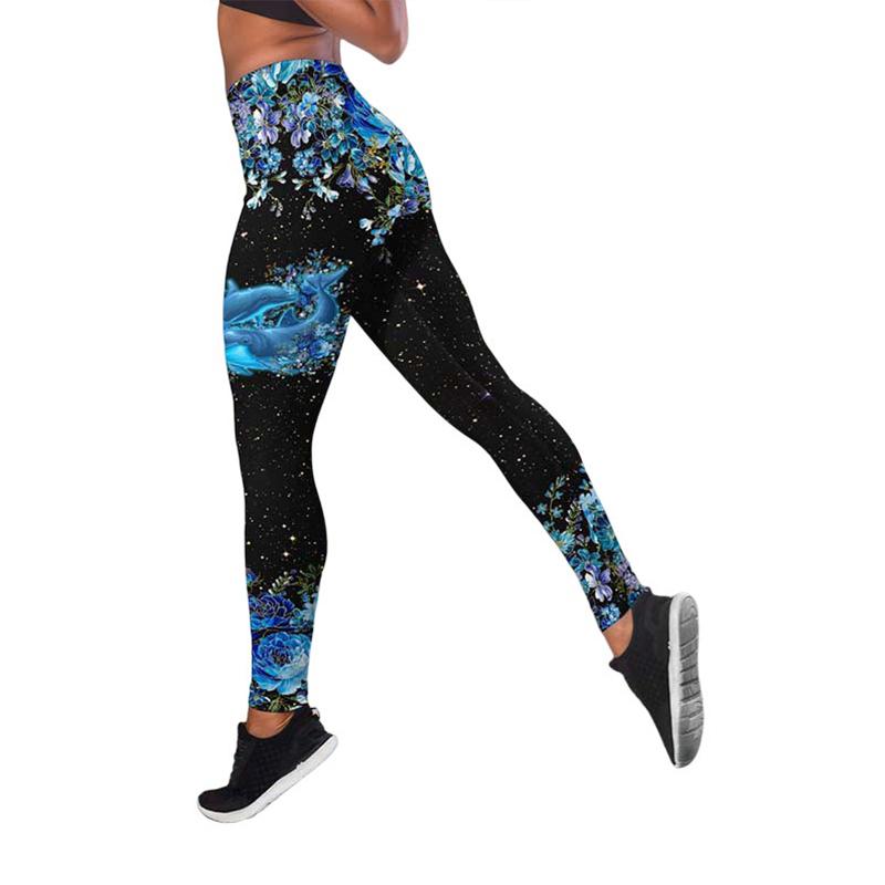 Экипировка для йоги с принтом кита для женщин, модные леггинсы для тренировок с 3D принтом, спортивные леггинсы для фитнеса с высокой талией, повседневные штаны для йоги