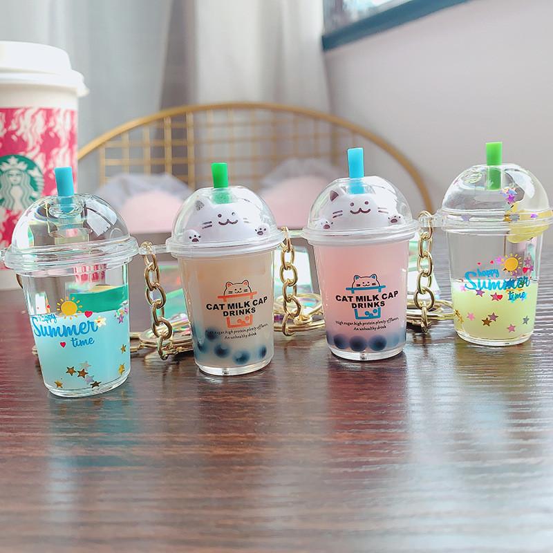 Adorable Cartoon Unicorn Boba Tea Acrylic Keychain Cute Gift For Friends And Couples