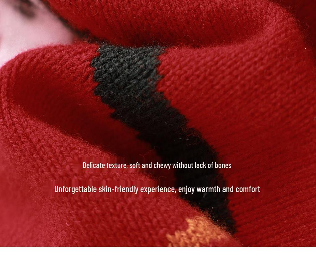 Pure Wool Zodiac Jacquard Top: Autumn/Winter Round Neck Christmas Series Knitwear