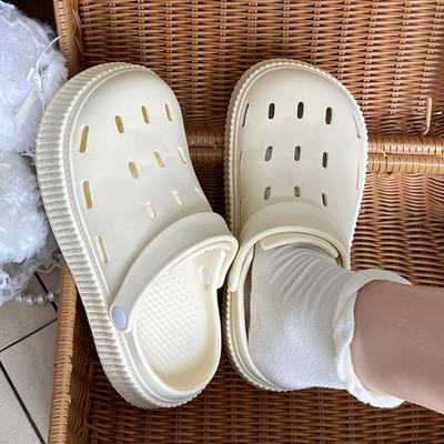 Новая Мода Простые Летние Женские Садовые Туфли Однотонные Толстая Подошва Нескользящие Сандалии Дышащие Повседневные Уличные Шлепанцы Для женщин