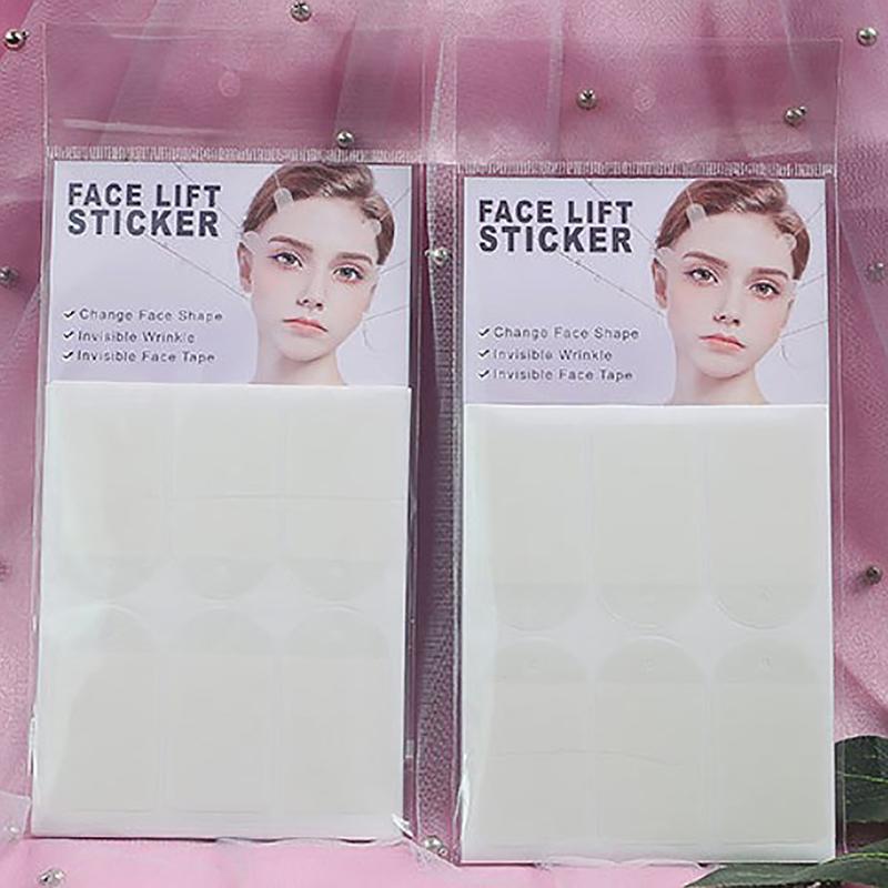 18 шт. невидимых тонких наклеек для лица V-образной формы, быстрая подтяжка лица, подтяжка шеи, глаз, двойной подбородок, морщины, клейкая лента для макияжа