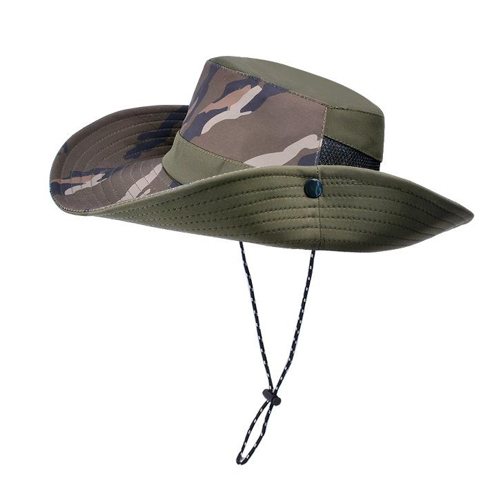 9243 new summer camouflage sunscreen hat outdoor mountaineering fishing sun hat men's big-brimmed bucket hat