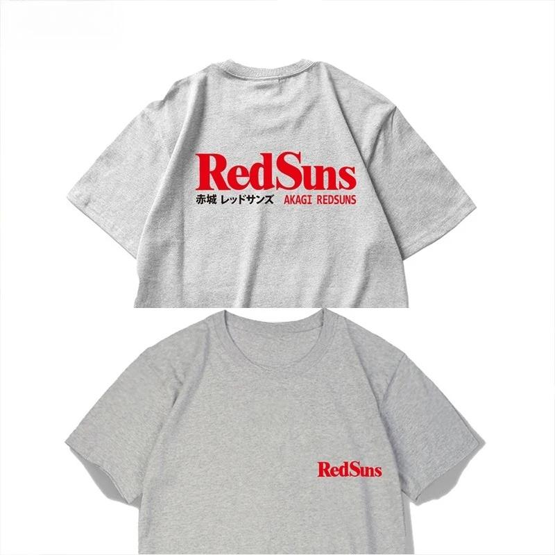 2025 Новый Мужской Молодежный JDM Модифицированный Akagi REDSUNS Хлопковый Универсальный на Четыре Сезона Футболка с Коротким Рукавом