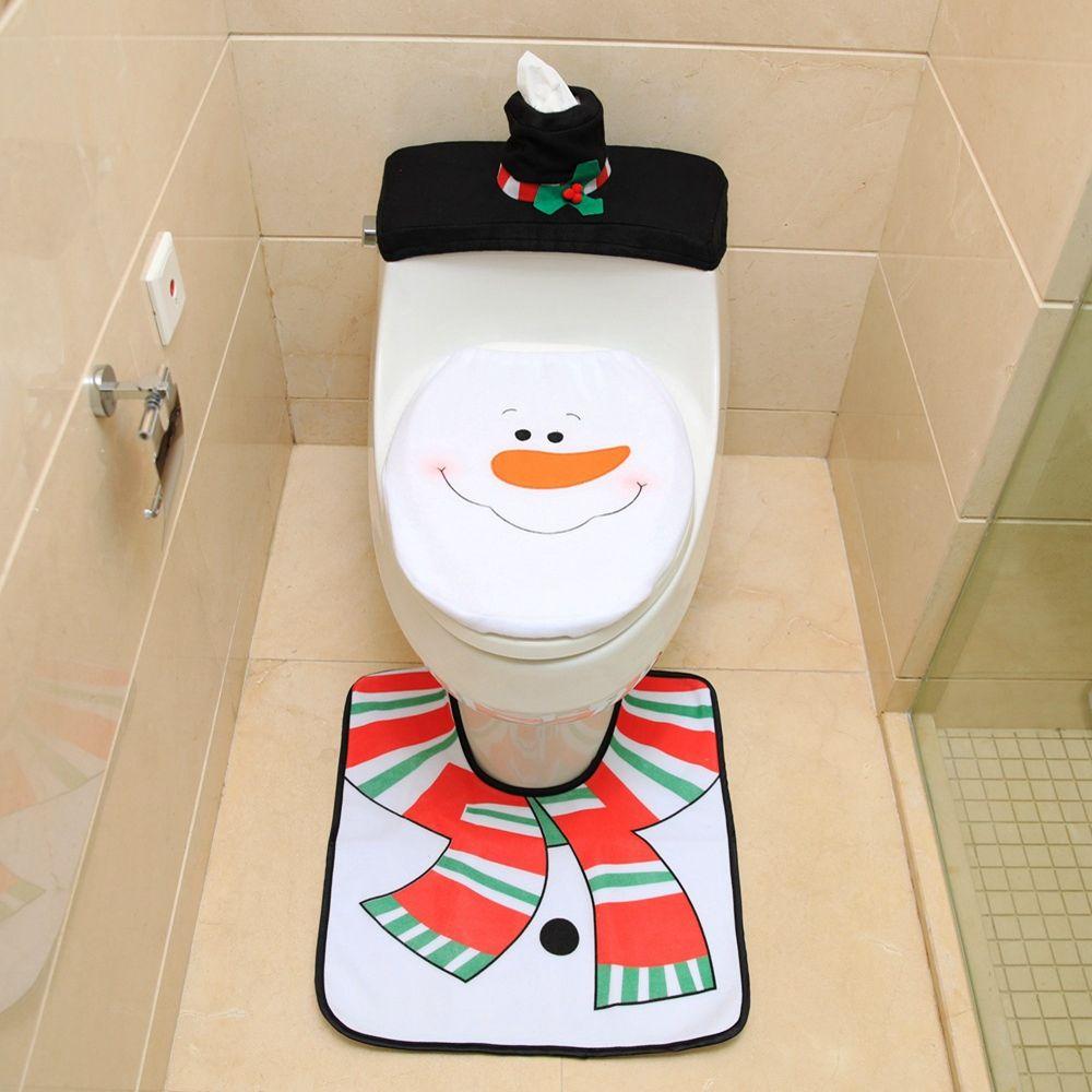 Set Decorative Products Christmas Decorations Toilet Mat Toilet Case Toilet Seat Cover Rug Set
