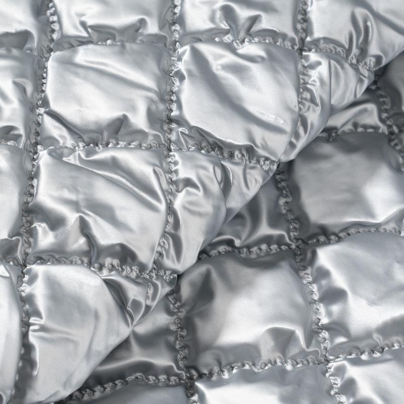 Ultrasonic Quilted Wireless Fabric Plaid Down Jacket PU Handbag Leather Fabric